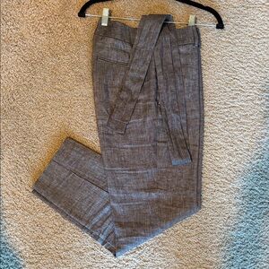 Ann Taylor linen dress pants with tie bow belt